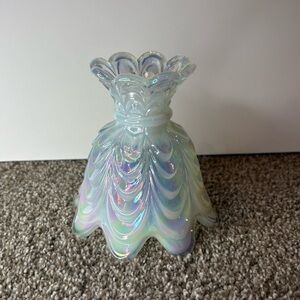 Fenton Iridescent Milk Glass Candle Holder